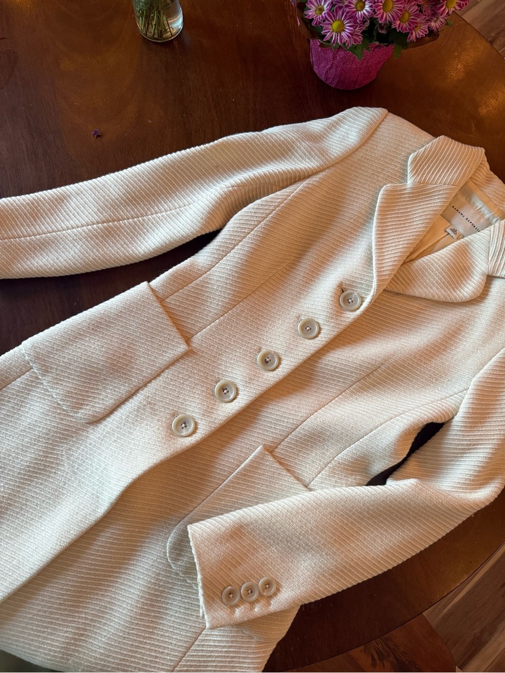 Beautiful Banana Republic Textured Cream Taylored Dress Coat Jacket A-line